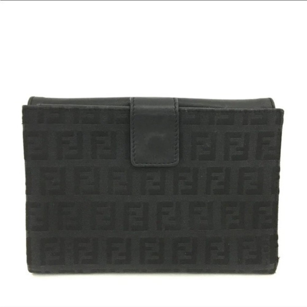 1J1659. FENDI Zucchino Canvas Leather Bifold Long Wallet/